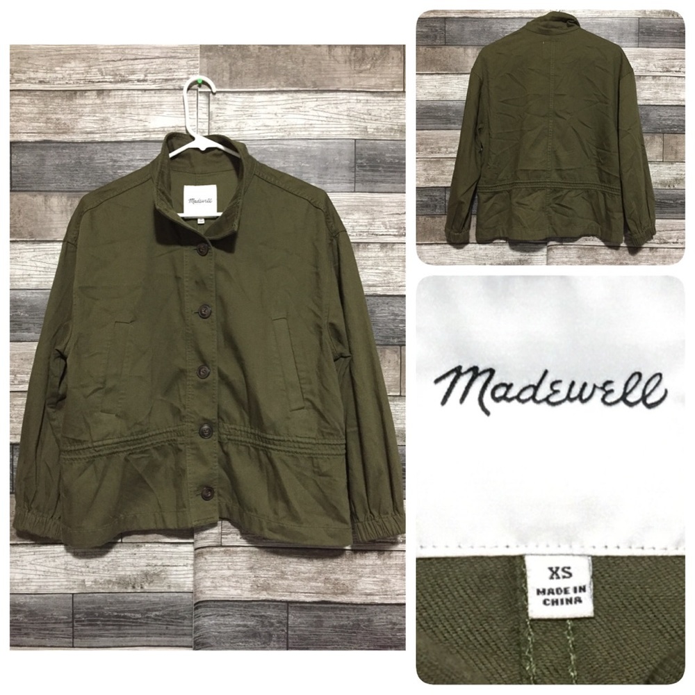 Madewell Highbury Military Jacket Women’s XS Olive Green Button Front Casual